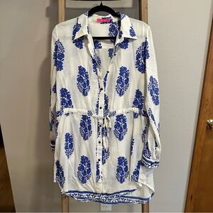 Xtaren Blue and White Patterned Dress